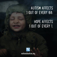 Ο Αυτισμός επηρεάζει 1/68 (περιπτώσεις παιδιών).Η ελπίδα επηρεάζει 1/1