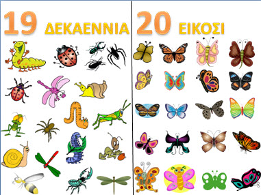 Κάρτες με τους αριθμούς 1-20 για το νηπιαγωγείο -θέμα ζωάκια 
